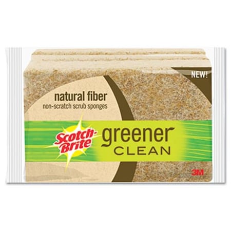 3M 3M 97033 Greener Clean Natural Fiber Non-Scratch Scrub Sponge  4 1/2 x 2 8/10  3/Pack 97033
